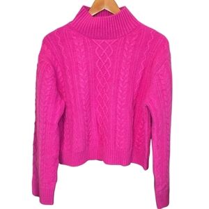 REVOLVE One Grey Day Cashmere Cable Knit Mock Neck Sweater Pink NWT